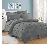 Sweet Home Collection Ensemble de Couette/Drap de lit, Jupe et Couvre-oreillers, Gris, King Size (Lot de 1)