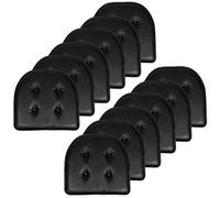 Sweet Home Collection Lot de 12 Coussins de Chaise en Mousse à mémoire de Forme avec Dos en Caoutchouc antidérapant en Forme de U - 43,2 x 40,6 cm - Similicuir Noir