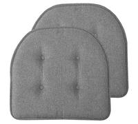 Sweet Home Collection Lot de 2 Coussins de Chaise en Mousse à mémoire de Forme avec Dos en Caoutchouc antidérapant en Forme de U - 43,2 x 40,6 cm - Gris