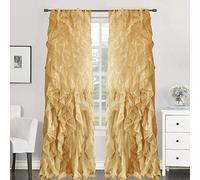 Sweet Home Collection Lot de 2 Rideaux de fenêtre en Voile Transparent à Volants avec Cascade, Polyester, Camel, 122,7 x 201,32 cm (l x L)