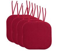 Sweet Home Collection Lot de 4 Coussins de Chaise en Mousse à mémoire de Forme avec Attaches Motif nid d'abeille Dos en Caoutchouc antidérapant 40,6 x 40,6 cm Rouge