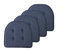 Sweet Home Collection Lot de 4 Coussins de Chaise en Mousse à mémoire de Forme touffetés antidérapants avec Dos en Caoutchouc en Forme de U 43,2 x 40,6 cm Bleu Denim