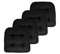 Sweet Home Collection Lot de 4 Coussins tuftés pour Chaise de Jardin, matelassés et Confortables, en Fibre épaisse, 48,3 x 48,3 cm, Noir