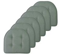 Sweet Home Collection Lot de 6 Coussins de Chaise en Mousse à mémoire de Forme avec Dos en Caoutchouc antidérapant en Forme de U - 43,2 x 40,6 cm - Vert plongée