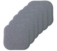 Sweet Home Collection Lot de 6 Coussins de Chaise en Mousse à mémoire de Forme, Motif nid d'abeille, Dos en Caoutchouc antidérapant, Arrondi, carré, 40,6 x 40,6 cm, Bleu Alexis/Gris