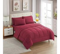 Sweet Home Collection Parure Alternative en Duvet Ultra Doux et draps de lit Luxueux, Polyester, Bordeaux, Grand lit