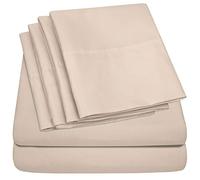 Sweet Home Collection Parure de lit 4 pièces en Microfibre brossée Fine 1500 avec Poche Profonde - 1 taie d'oreiller supplémentaire, Excellent Rapport qualité/Prix, lit Simple, Beige