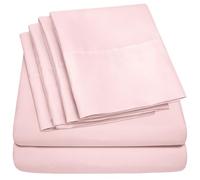 Sweet Home Collection Parure de lit 6 pièces en Microfibre brossée Fine 1500 avec Poche Profonde - 2 taies d'oreiller supplémentaires, Grand lit, Rose pâle