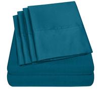 Sweet Home Collection Parure de lit 6 pièces en Microfibre brossée Fine 1500 avec Poches Profondes - 2 taies d'oreiller supplémentaires, Grand lit, Bleu Sarcelle