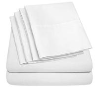 Sweet Home Collection Parure de lit 6 pièces en Microfibre brossée Fine 1500 avec Poches Profondes - 2 taies d'oreiller supplémentaires, très Grand lit, Blanc