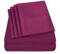Sweet Home Collection Parure de lit 6 pièces en Microfibre Fine de 1500 Fils au Pouce carré avec Poches Profondes - Taies d'oreiller supplémentaires pour très Grand lit californien - Baie