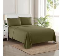 Sweet Home Collection Parure de lit de Luxe avec Drap Plat, Drap-Housse, 2 taies d'oreiller, en Microfibre, Olive, lit Double