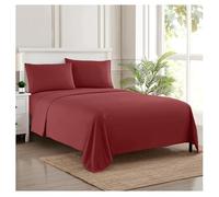 Sweet Home Collection Parure de lit de Luxe avec Drap Plat, Drap-Housse, 2 taies d'oreiller, Microfibre, Bordeaux, King Size