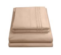 Sweet Home Collection Parure de lit de Luxe avec Drap Plat, Drap-Housse, 2 taies d'oreiller, Microfibre, Taupe, Queen Size