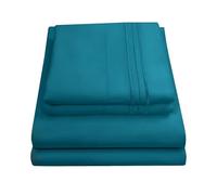 Sweet Home Collection Parure de lit de Luxe avec Drap Plat, Drap-Housse, 2 taies d'oreiller, Microfibre, Bleu Sarcelle, Grand lit