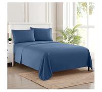 Sweet Home Collection Parure de lit de Luxe avec Drap Plat, Drap-Housse, 2 taies d'oreiller, Microfibre, Denim, lit Double
