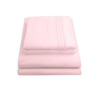 Sweet Home Collection Parure de lit de Luxe en Microfibre avec Drap Plat, Drap-Housse, 2 taies d'oreiller, Rose pâle, Grand lit