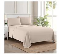 Sweet Home Collection Parure de lit de Luxe en Microfibre avec Drap Plat, Drap-Housse, 2 taies d'oreiller, Beige, King Size