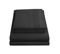 Sweet Home Collection Parure de lit de Luxe en Microfibre avec Drap Plat, Drap-Housse, 2 taies d'oreiller, Noir, pour très Grand lit californien