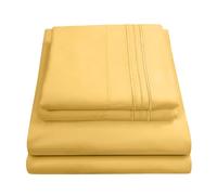Sweet Home Collection Parure de lit de Luxe en Microfibre avec Drap Plat, Drap-Housse, 2 taies d'oreiller, Jaune, Grand lit