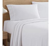 Sweet Home Collection Parure de lit en Flanelle Chaude et Confortable avec Poche Profonde, Respirante, Toutes Saisons, avec Drap, Plat et taies d'oreiller, Grand lit, Blanc
