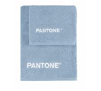 SWEET HOME Pantone™ Lot de Serviettes 1 + 1 composé de 40 x 50 cm + Visage 50 x 100 cm avec Broderie Pantone™, certifié Oeko Tex, Bleu Clair