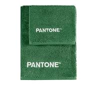 SWEET HOME Pantone™ Lot de Serviettes 1 + 1 composé par invité 40 x 50 cm + Visage 50 x 100 cm avec Broderie Pantone™, certifié Oeko Tex, Vert