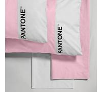 Sweet Home Pantone™ Parure de lit 1 Place avec draps de lit 150 x 280 cm + taie d'oreiller 50 x 80 cm + Drap-Housse 90 x 200 cm Coton pour Matelas Simple 25 cm Rose/Blanc