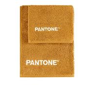 SWEET HOME Pantone™ - Set de Serviettes 1+1 composé par invité 40 x 50 cm + Visage 50 x 100 cm avec Broderie Pantone™, certifié Oeko Tex, Ocra