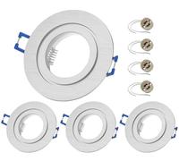 Sweet Led 4x Cadre encastrable incluant douille GU10 - Spots encastrables IP44 pour salle de bain, spots LED encastrables ronds en aluminium - Ø 84mm, argent