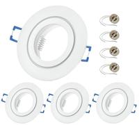 Sweet Led 4x Cadre encastrable incluant douille GU10 - Spots encastrables IP44 pour salle de bain, spots LED encastrables ronds en aluminium - Ø 84mm, blanc