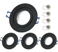 Sweet Led 4x Cadre encastrable incluant douille GU10 - Spots encastrables IP44 pour salle de bain, spots LED encastrables ronds en aluminium - Ø 84mm, noir