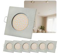 Sweet Led 6 Spot Encastrables Ultra-plats, Carrés 3,5W 330Lumen 3000K Blanc Chaud, Découpe 65mm, Dimensions d'Encastrement 75mm, Profondeur d'Encastrement: 28mm 230V, Spot Encastré en Métal