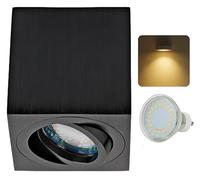 Sweet Led Lamps en saillie 430 lumens IP20 - Avec ampoule LED GU10 5 W - Spot en saillie orientable - Plafonnier carré - Spot en aluminium - Montage en saillie - Noir, blanc chaud