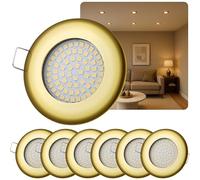 Sweet Led LED encastrables Plat, spots plafond avec platine Doré, laiton - Orientable - 330 Lumen - 230 V - Trou de perçage de 65 mm, Blanc chaud 3000 K, éclairage spot LED intérieur