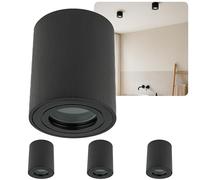 Sweet Led Lot de 4 spots encastrables pour salle de bain IP44 en aluminium GU10 95 mm pour environnements humides, salle de bain, environnements humides, 230 V, noir brossé, rond