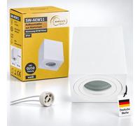 Sweet Led spot à monter IP44 pour salle de bain, cave, cuisine Led plafonnier carré blanc mat en aluminium spots plafond diamètre Ø80 mm - 95 mm plafonnier à monter 230 Volt avec socle GU10