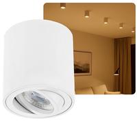 Sweet Led Spot en saillie rond, rectangulaire, GU10 7 W blanc chaud 230 V - Plafonnier en saillie - Pivotant - En aluminium - (blanc Rond - blanc chaud)