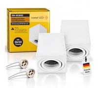 Sweet Led Spot GU10 Saillie Orientable Plafonnier Carré Aluminium Blanc Mat Ø80-84mm Eclairage Salon et Chambre avec Douille GU10, Compatible LED et Halogène Spots 2 pcs