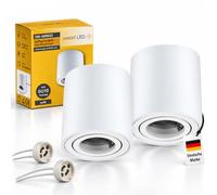 Sweet Led Spot GU10 Saillie Orientable Plafonnier Rond Aluminium Blanc, Ø80-84mm 2 Pcs - Eclairage Salon et Chambre avec Douille GU10, Compatible LED et Halogène Spots