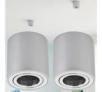 Sweet Led Spot GU10 Saillie Orientable Plafonnier Rond Aluminium Brossé Ø80-84mm 2 Pcs - Eclairage Salon et Chambre avec Douille GU10, Compatible LED et Halogène Spots