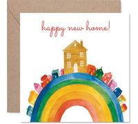 Sweet New Home Carte Maison colorée arc-en-ciel avec accents dorés