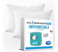 SWEET NIGHT - Lot de 2 Protège Oreillers 60x60 cm | Set de 2 | Imperméable et Micro Respirant | Souple et Silencieux | Lavable à 90°C | Zip de Fermeture