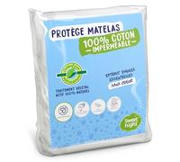 SWEET NIGHT - Protège Matelas 90x200 cm Greenfirst® | Traitement Végétal : Actif 100% Naturel et Anti-Acariens | Alèse Imperméable | Molleton 100% Coton | Absorbant et Silencieux