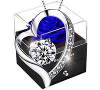 SWEETIME Rose eternelle,Fleur artificielle Bleu,Boîte Roses Conservée Stabilisée,Vraie Vraie Fleurs Préservée pour femme,elle, Cadeau Pour la Noël, La Saint-Valentin, Fête des mères,Anniversaire