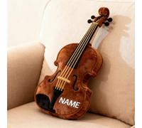 SweetJECCU Coussin personnalisé sur le thème du violon, coussin en forme de violon avec nom personnalisé, oreillers décoratifs doux, cadeaux de Noël et d'anniversaire pour les amateurs de musique
