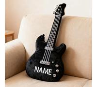 SweetJECCU Oreiller personnalisé sur le thème de la guitare électrique, Coussin décoratif en forme de guitare électrique avec nom personnalisé, Coussins décoratifs en peluche musicaux, Cadeaux de Noël