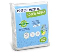 Sweetnight - Protège Matelas 90x190 cm - Molleton 100% Coton : Doux et Soyeux - Traitement Végétal Anti-Acariens Greenfirst - Protection Respirante Douce et Silencieuse