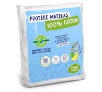Sweetnight - Protège Matelas 90x190 cm - Molleton 100% Coton - Traitement Végétal Anti-Acariens Greenfirst - Respirant et Silencieux
