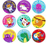 Sweetzer & Orange Autocollants de récompense pour enseignants. 1008 autocollants pour enfants en 9 modèles. Autocollants scolaires de 1 pouce feuilles. Autocollants d’apprentissage de la propreté